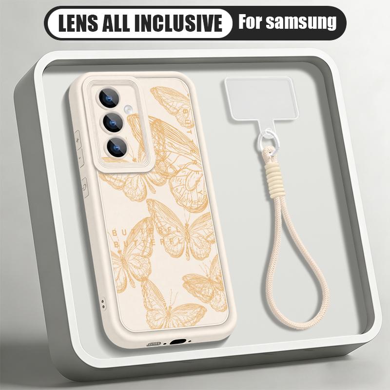 Чехол-шнурок с принтом «Линия Бабочка» для Samsung A57 A37 A27 A17 S26 Ultra S25 S24 S23 S22 S21 FE A54 A55 A16 A26 A36 A56 5G Ударопрочный бампер