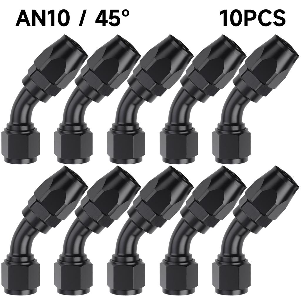 For Oil Fuel CPE Line Universal AN4 AN6 AN8 AN10 Straight 0 45 90 180 Degree 10 Pcs Aluminum Car Swivel Hose End Fitting Adapter