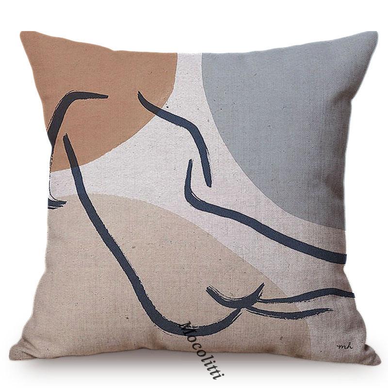 Modern Sketch Art Home Decoration Sofa Pillow Case Abstract Geometric Line Design Sexy Woman Face Decorative Chair Cushion Cover