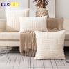 1pc Boho Faux Fur Plush Throw Pillow Covers, Cream White, Luxury SoftFluffy Decorative Cushion Cover Pillowcase for Sofa, Couch