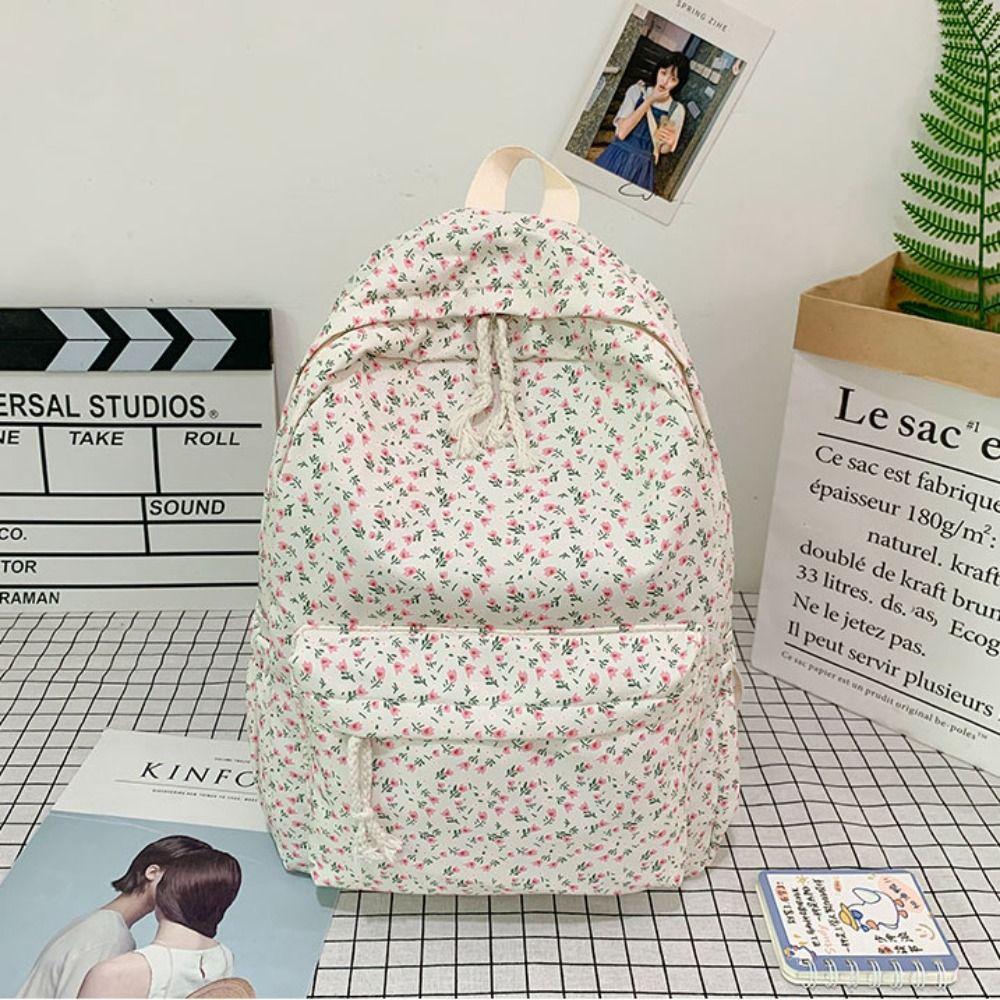 Embroidery Students School Bag Korean Style Floral Shoulder Bag Portable Floral Backpack Students