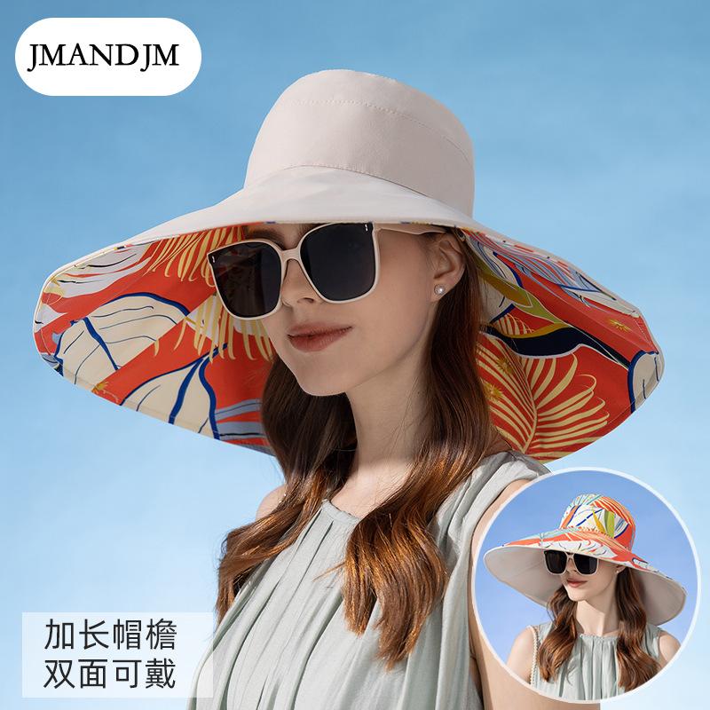 European and American New Double-sided Bucket Hat Women's Summer Widened Brim Sun Hat Fashion Sunscreen Sun Hat