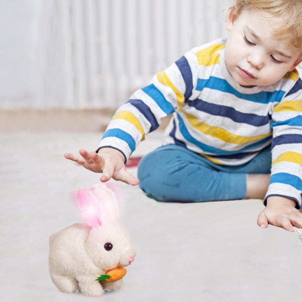 Interactive Electronic Pet with Carrot Plush Bunny Toy Electronic Pet Rabbit Toy Gifts for Toddlers 3 4 5 6