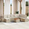 VidaXL 9-Piece Garden Sofa Set with Cushions Beige Poly Rattan 3359610