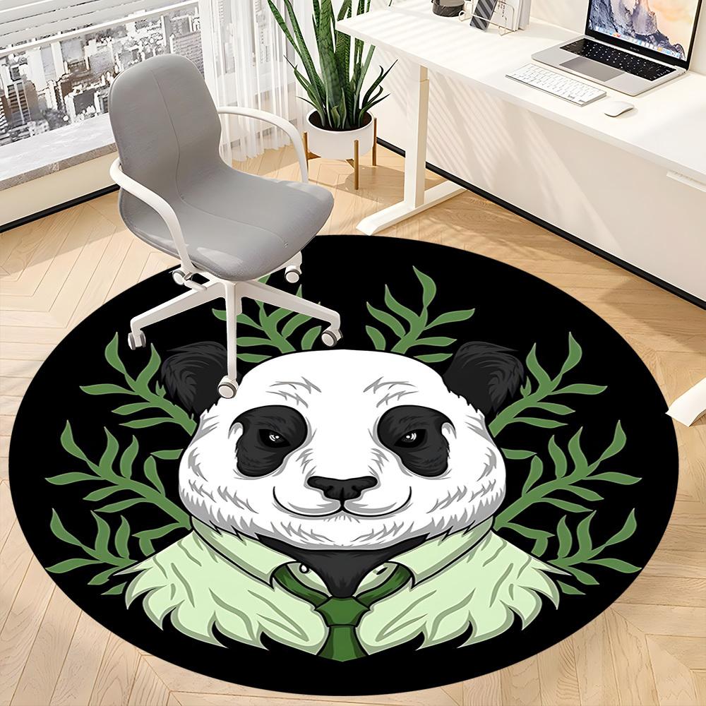 1pc Panda Bamboo Office Round Area Rug, Indoor Mat Suitable For Office, Under Office Chairs Bedroom Living Room Home Decor, Room Deco