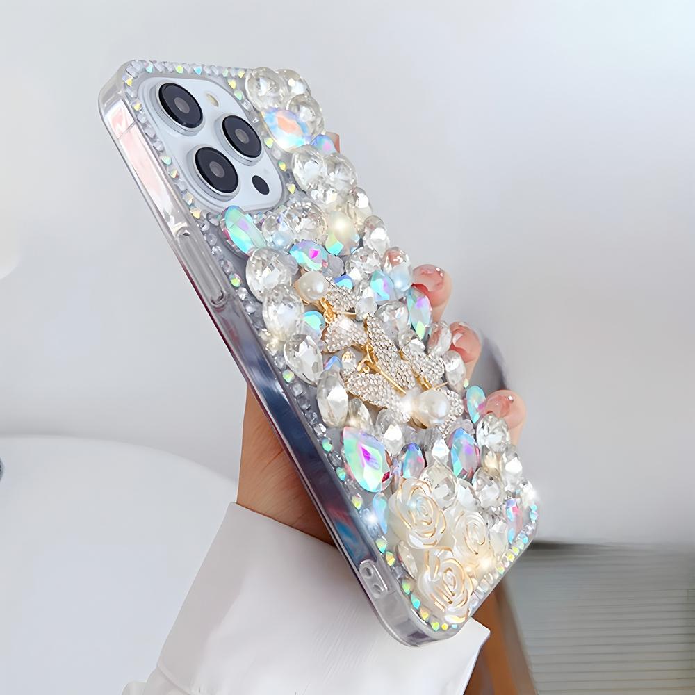 Чехол для телефона с блестками, стразами, бабочкой и розой для OPPO Realme 14 Pro Plus 14X 14T 13 12 Lite 4G 5G
