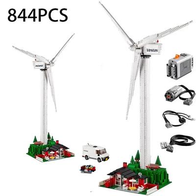 815PCS Creative Vestas Wind Turbine Building Blocks With Electric Motor Set Assemble Bricks Toy With Figures For Boy Kids Gift