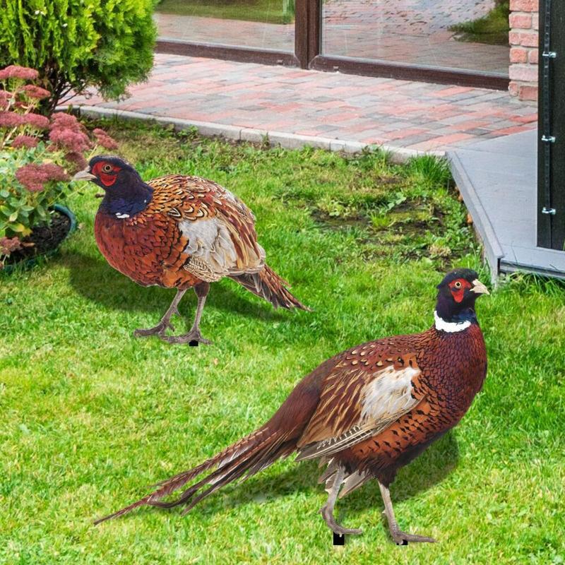 2 Pack Acrylic Stakes Garden Pheasants Stake Yard Art Outdoor Animal Decoration Lawn Patio Decorative Statue Sculpture