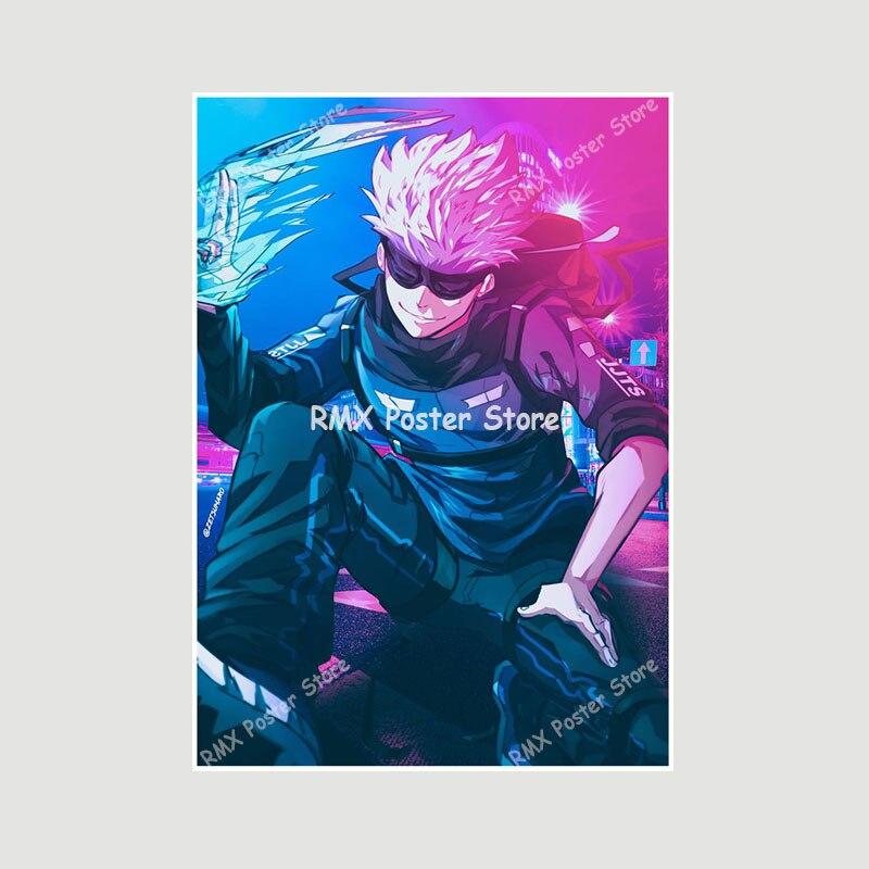 Белые бумажные постеры Jujutsu Kaisen, японские классические аниме-принты, украшение для дома, настенные наклейки, декор для гостиной, бара