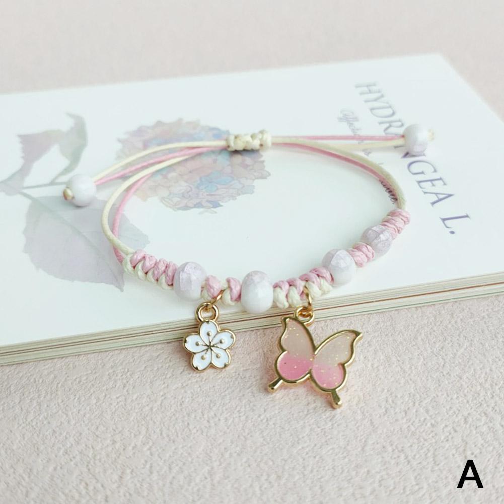 Rinhoo Fashion Handmade Purple Butterfly Flower Bracelet Bangle Sweet For Women Animal Charm Je P6I5