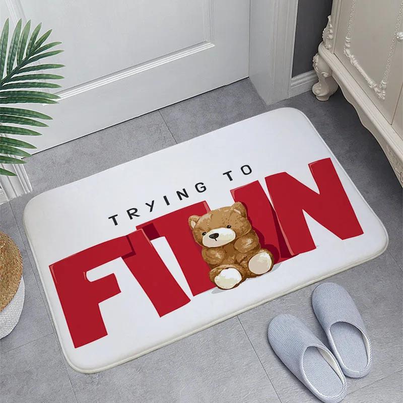 Adorable Cartoon T-Teddy Bear Carpets Welcome Rug Bedroom Leisure Area Carpet Sofa Soft Floor Mat Bedside Non-slip Rugs Doormat