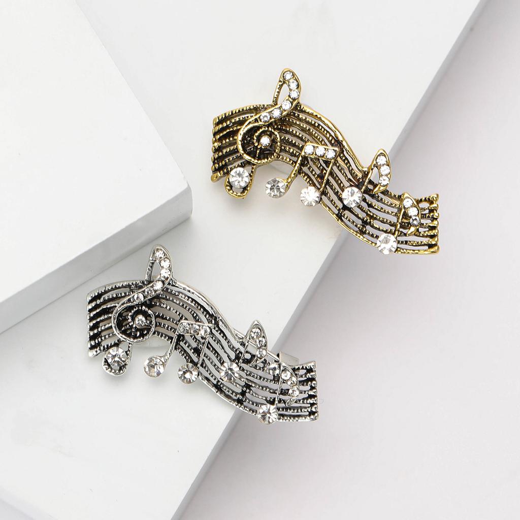 Fashion High-End Retro Alloy Rhinestone Music Note Brooch Personalized Men'S And Women'S Suit Coat Corsage Jewelry Pin