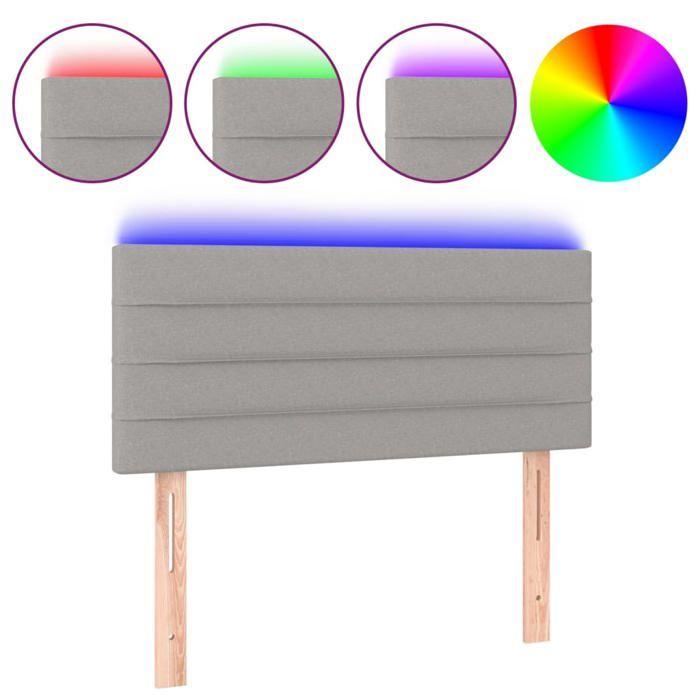 VidaXL Tête de Lit à LED Meuble de Chambre à Coucher Accessoire de Lit Simple Tête de Cadre de Lit Intérieur Gris Clair 3121734