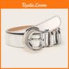 Mirror Unique Silver Buckle Faux Leather Women Waistband Decorative Belt Jeans