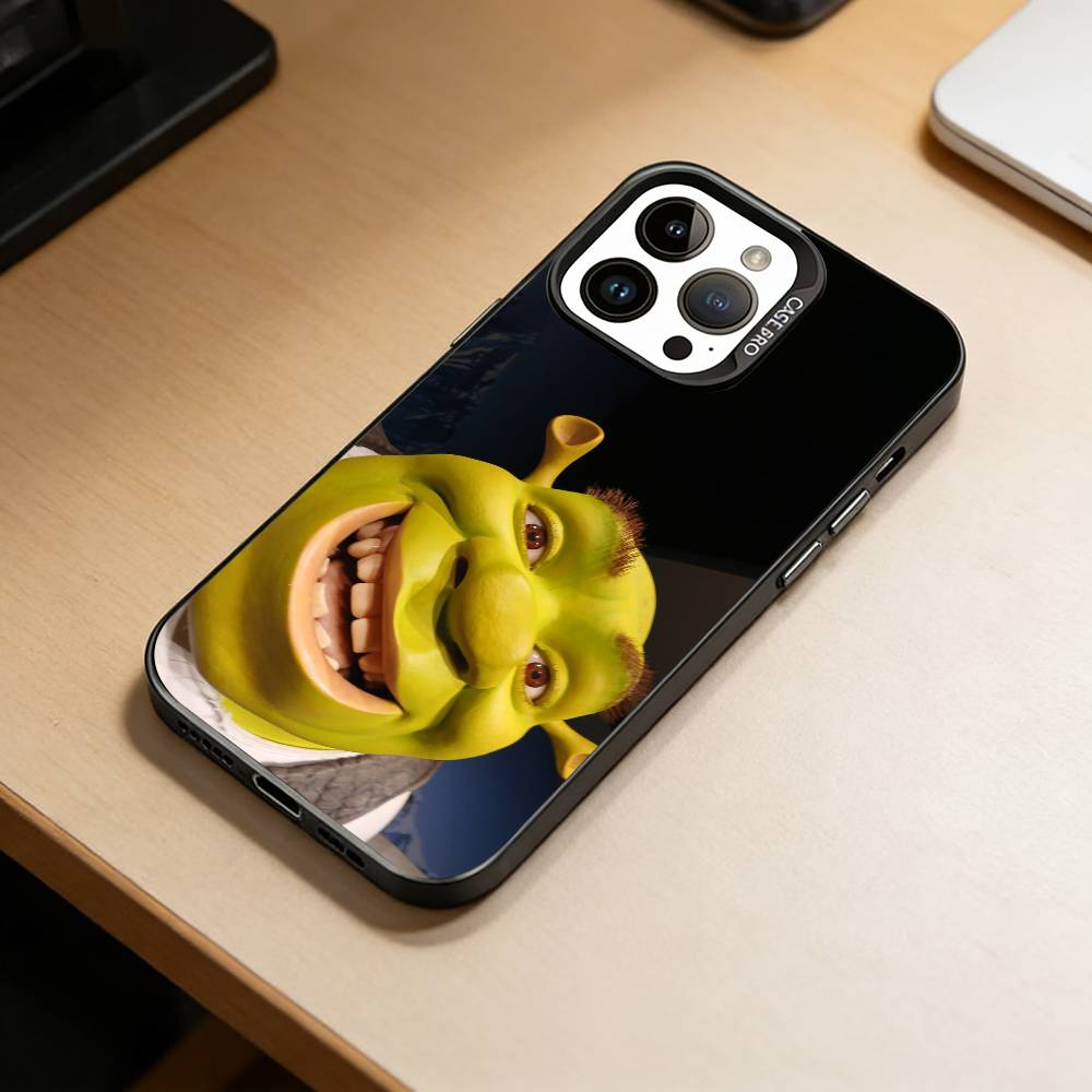 Милый чехол для телефона S-Шрек для iPhone 17,16,15,14,13,12,11 Plus,Pro Max,XS,Цветная Посеребренная Внутренняя Крышка