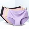 Women Seamless Underwear Mid Waist Panties Ice Silk Lingerie Breathable Comfortable Briefs Skin-Friendly Underpant