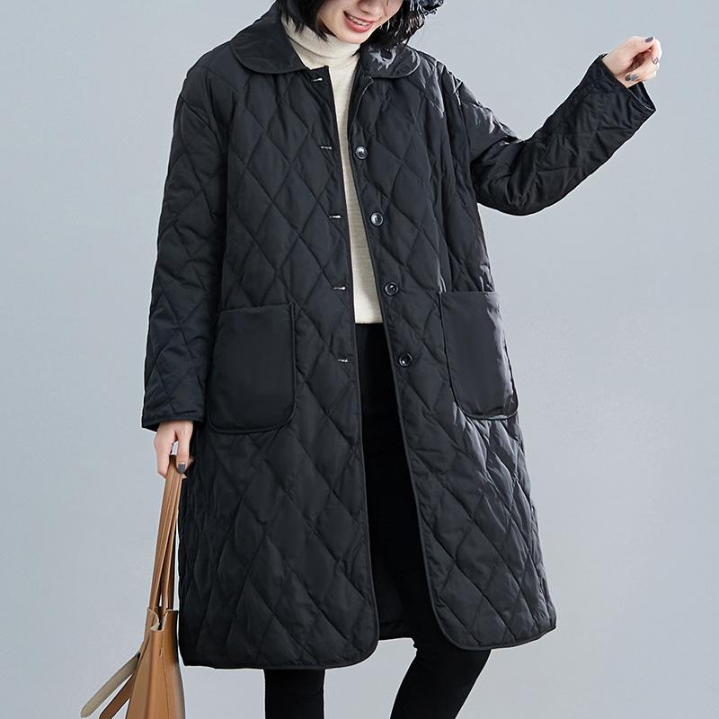 Women's Spring And Autumn Large Light And Thin Cotton Coat Loose Cotton Coat Mid Length Coat
