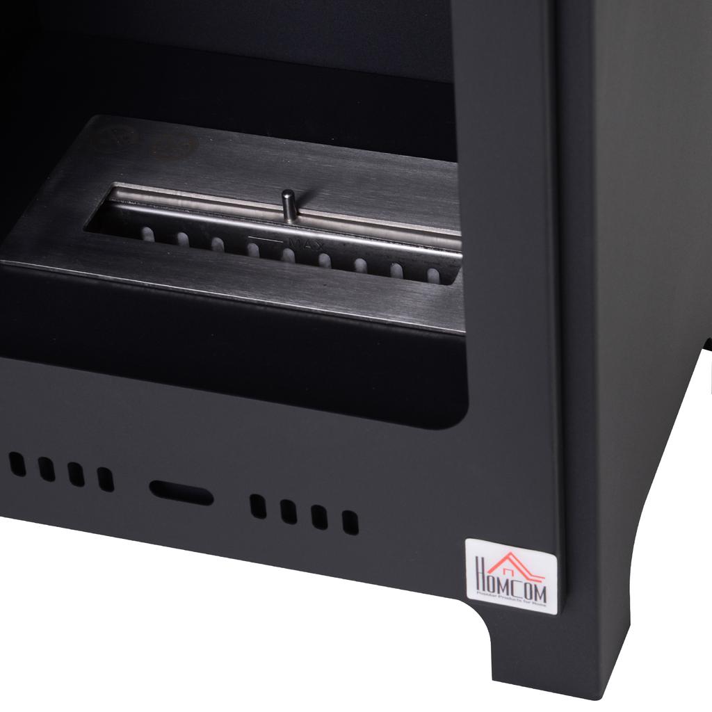 Freestanding Ethanol Fireplace, Bioethanol Fire with 0.9L Tank, 3 Hours Burning Time for Indoor, Black