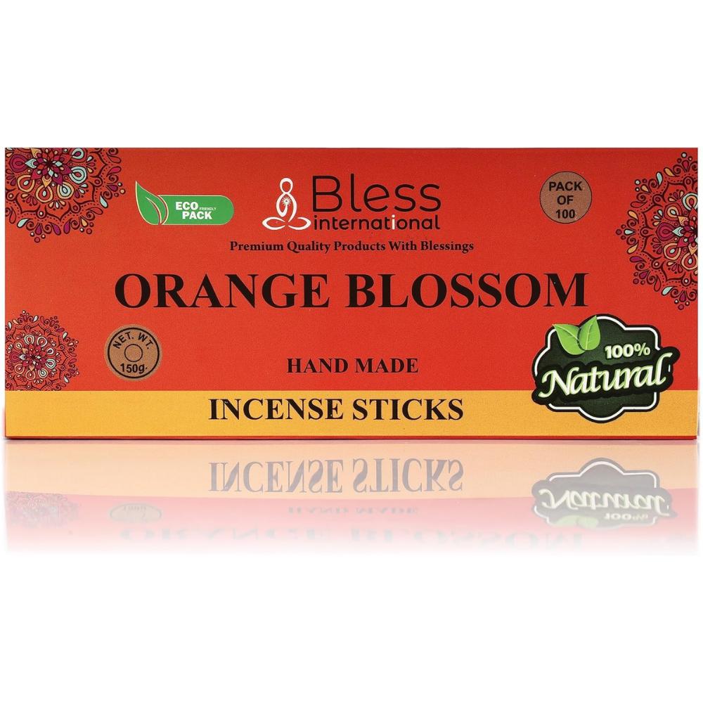 Bless-Orange-Blossom-Incense-Sticks 100%-Natural-Handmade-Hand-Dipped-Incense-Sticks Organic-Chemicals-Free for-Purification-Relaxation-Positivity