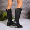 Fashion Retro Elegant Women Knee-High Boots Thick Heels Solid Color Pointed Top  High Boots Autumn Winter Office Lady Shoes Woman