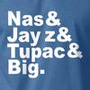 Имена Легенд Хип-Хопа NAS JAY-Z TUPAC BIGGIE Восточное побережье S-6XL Футболка Унисекс