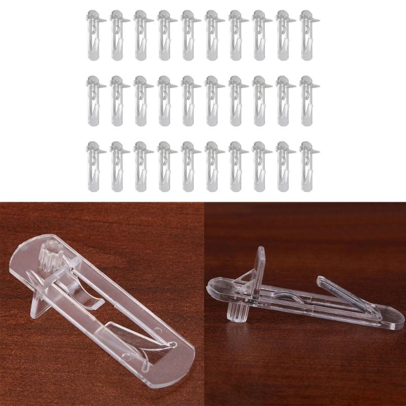30pcs Shelf Support Peg Clear Plastic Locking Shelf Support Pin Clips Cabinet Shelf Pins Self-Locking Bracket Clips