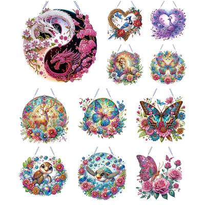 Животная тема 2D Плоские DIY Специальной формы Стразы Алмазное искусство Подвески на окна Набор для алмазной живописи Настенный декор для дома и окон