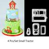 New 4 Pcs Small Tractor Plastic Fondant Cutter Cake Mold Fondant Cupcake Decorating Tools