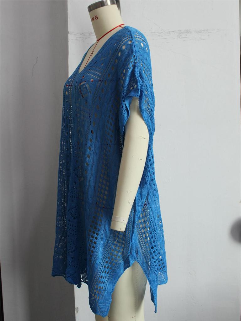 Женская пляжная накидка с вырезом, вязаный свитер, пляжный отдых, бикини, накидка