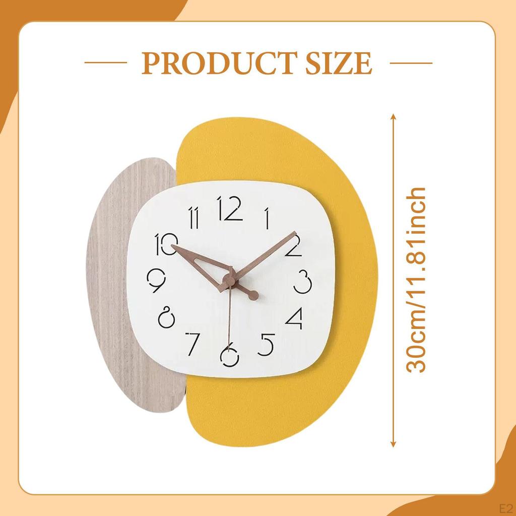 Wooden Wall Clock Watch Gift Living Room Decoration Silent Hanging for Party Cafe