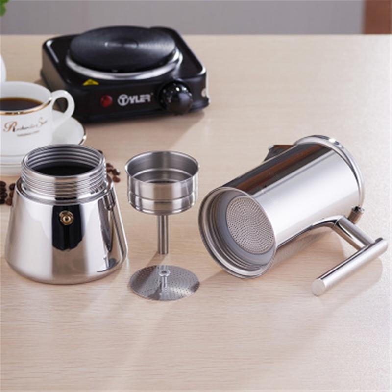 300ml Italian Style Coffee Maker Stainless Steel Coffee Maker Stainless Steel Coffee Maker Suitable For Induction Kitchen Gas Heater | Coffee Pots
