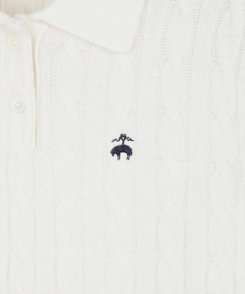 BROOKS BROTHERS [Женский] Шерстяной фактурный джемпер-поло (слоновая кость) (Bbwtwb0002Bef)