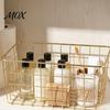 Gold Wrought Iron Containers Storage Basket, Nordic Style Wire Organizer Bin, Large Wardrobe Clothes Organizing Bins Capacity Decorative Container for