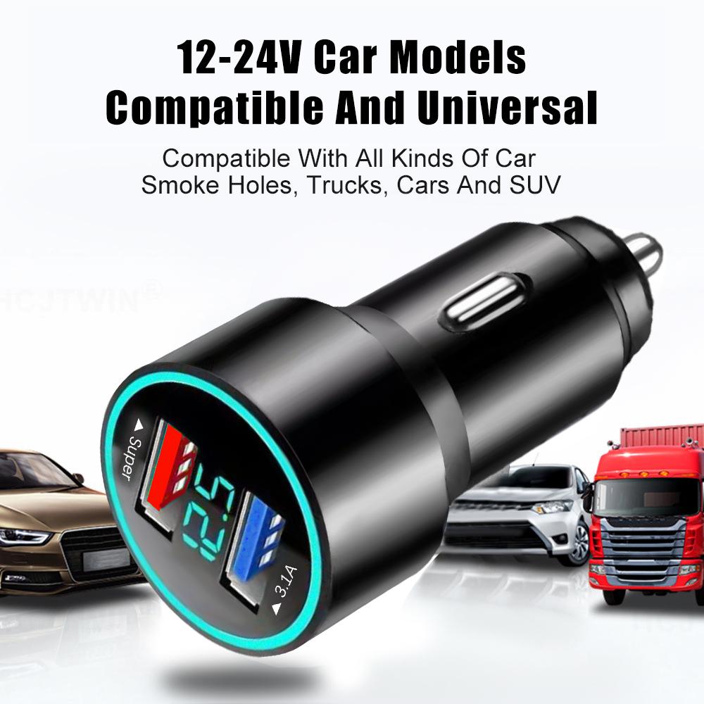 66 Вт + 3,1 А цифровой дисплей светодиодный автомобильный зарядное устройство супер быстрый алюминиевый сплав автомобильный телефон зарядное устройство адаптер для iPhone Samsung Huawei Xiaomi