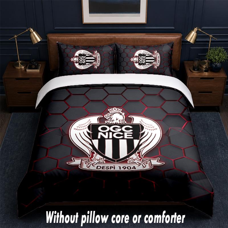 OGC Nice FC Design Bed Bedding Set 1 Duvet Cover + 2 Pillowcases Soft Breathable Household Bed Linens
