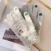 Winter Warm Gloves Plush Cartoon Cute Christmas Snowman Five-Fingered Gloves Can Student Girls