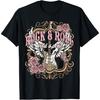 Винтажная футболка Rock n Roll Wild Spirit Lets Rock с цветочным принтом и гитарой