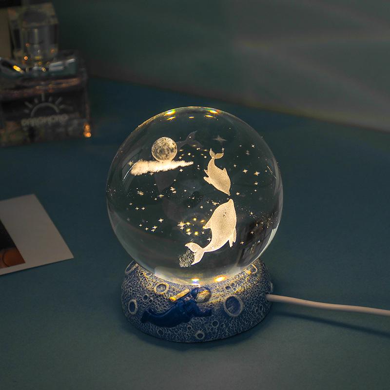 Starry Sea 3D Crystal Ball Night Light - Ocean Series Ornament & Birthday Gift