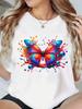 (Asian Size) Print Fashion Female Tee Top Women Clothing T Shirt Trend Butterfly Style Cute Woman Short Sleeve Graphic T-shirts
