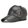 Men's Genuine Leather Baseball Caps Cowhide Snapback Hats Keep Warm Leather Cap Adjustable Size