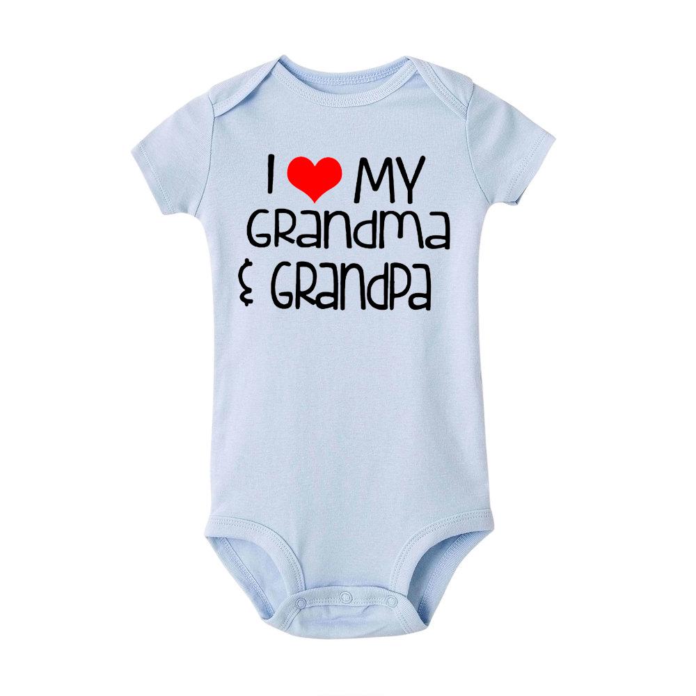 Baby Romper I Love My Grandma and Grandpa Print Bodysuit Infant Romper Short Sleeve