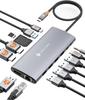 NOVOO Док-станция с тройным дисплеем, двойное расширение 40 см, 2 HDMI, 5 USB 5 Гбит/с, PD 100 Вт, быстрая зарядка, SD, TF, RJ45, аудио, совместима с 17 USB-C концентратором,