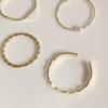 5Pcs Finger Rings Wavy Japan Korean Style Faux Pearls Jewelry Electroplating Stackable Rings Set