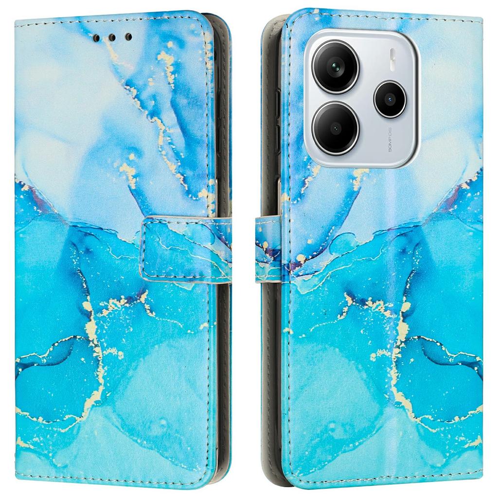 Stand Case for Xiaomi Redmi Note 14 4G (163.25mm) Marble Pattern PU Leather Wallet Phone Cover