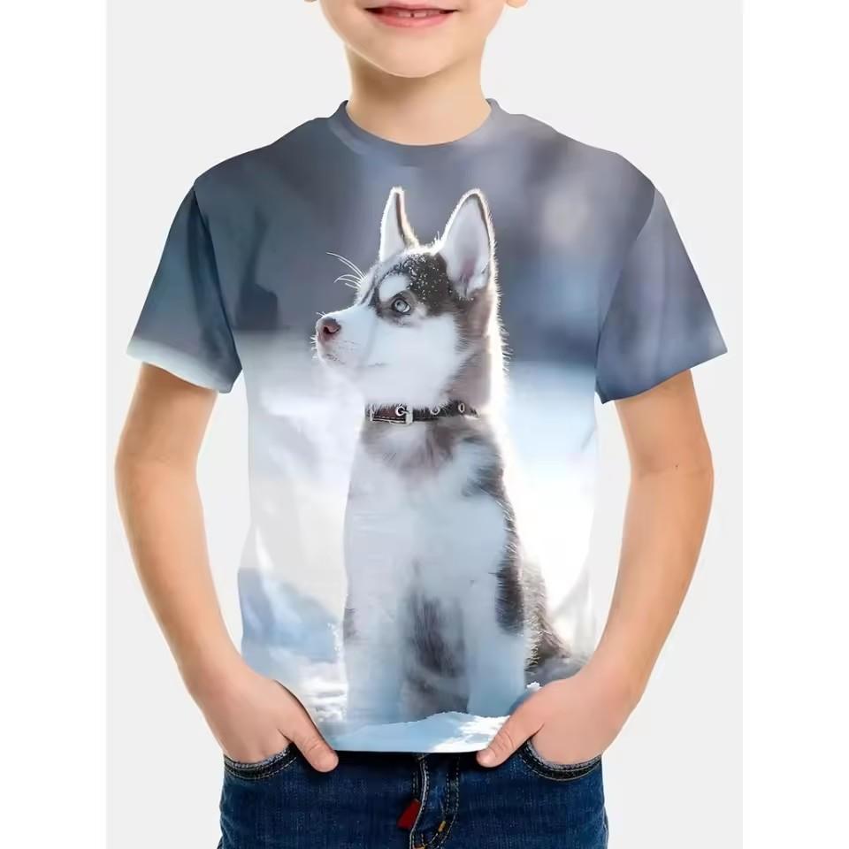 Kids Dog Cartoon Top Fashion Summer Printed 3D T Shirt Boys Tees Casual Short Sleeve O Neck Girls Tops