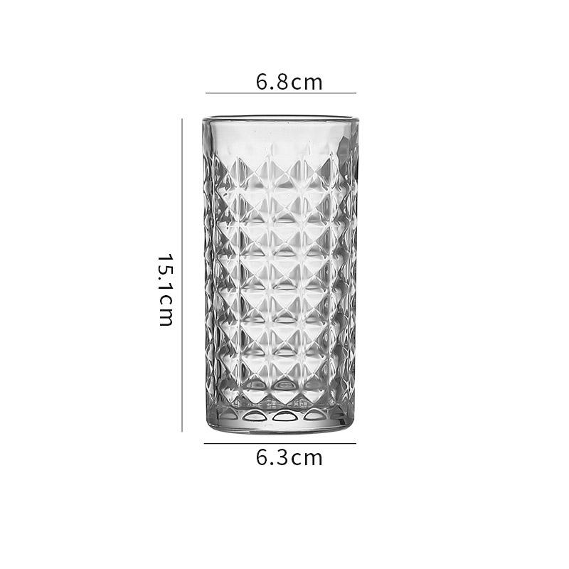 300 мл/330 мл Стеклянная чашка с ромбовидным рельефом Изысканные бокалы для виски Коктейльные бокалы для бренди Премиальные стаканы для питья Стаканы для сока и напитков