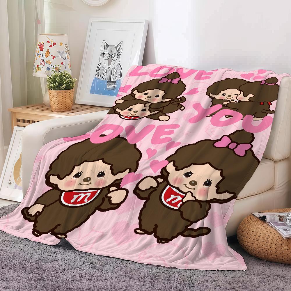 Cartoon Blanket Warm Soft Suitable For Bedroom Sofa Bed Living Room Office Travel M-Monchhichis-S Kawaii Camping Gifts