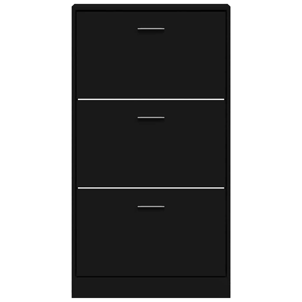 vidaXL Schuhschrank Schwarz 59x17x108 cm Holzwerkstoff