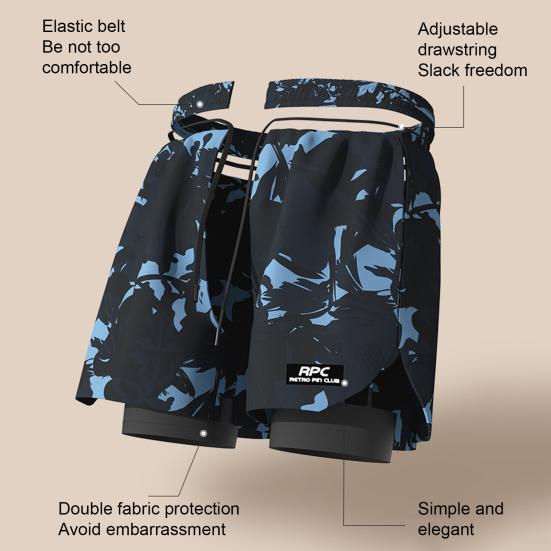 Мужские летние плавки с эластичной резинкой на талии и принтом, шорты для плавания с поддерживающими компрессионными вкладышами, карманами с принтом, плавки для плавания