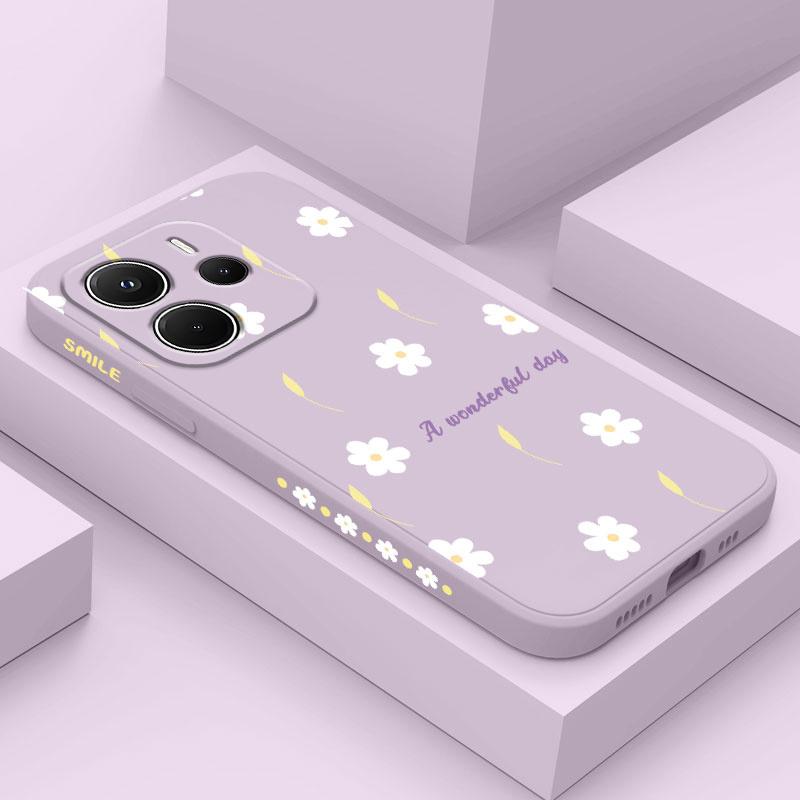 Чехол для телефона 'Дождевой Маргаритка' для Xiaomi Redmi Note 14 13 12 12S 11 11S 10 10S 9 9S 15 15C 14C Pro Plus 4G 5G Жидкий Силиконовый Чехол